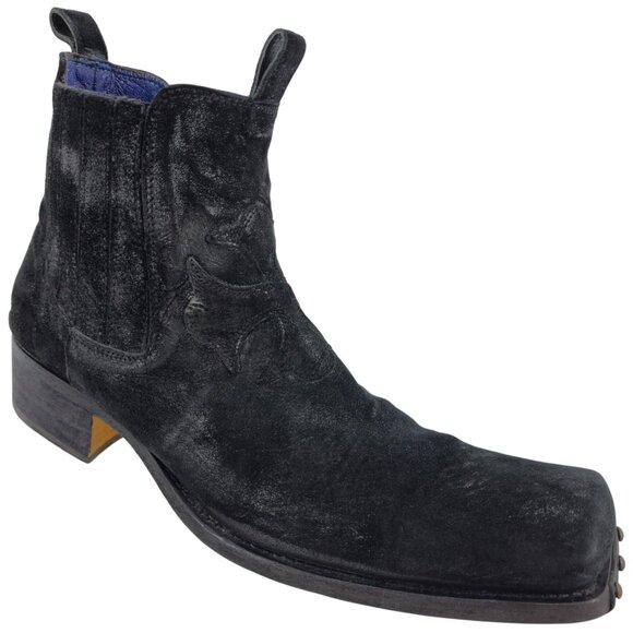 Mark Nason Rock Lives Black Suede Ankle Chelsea Boots 10 Iron Cross Dress Shoes - Picture 1 of 16